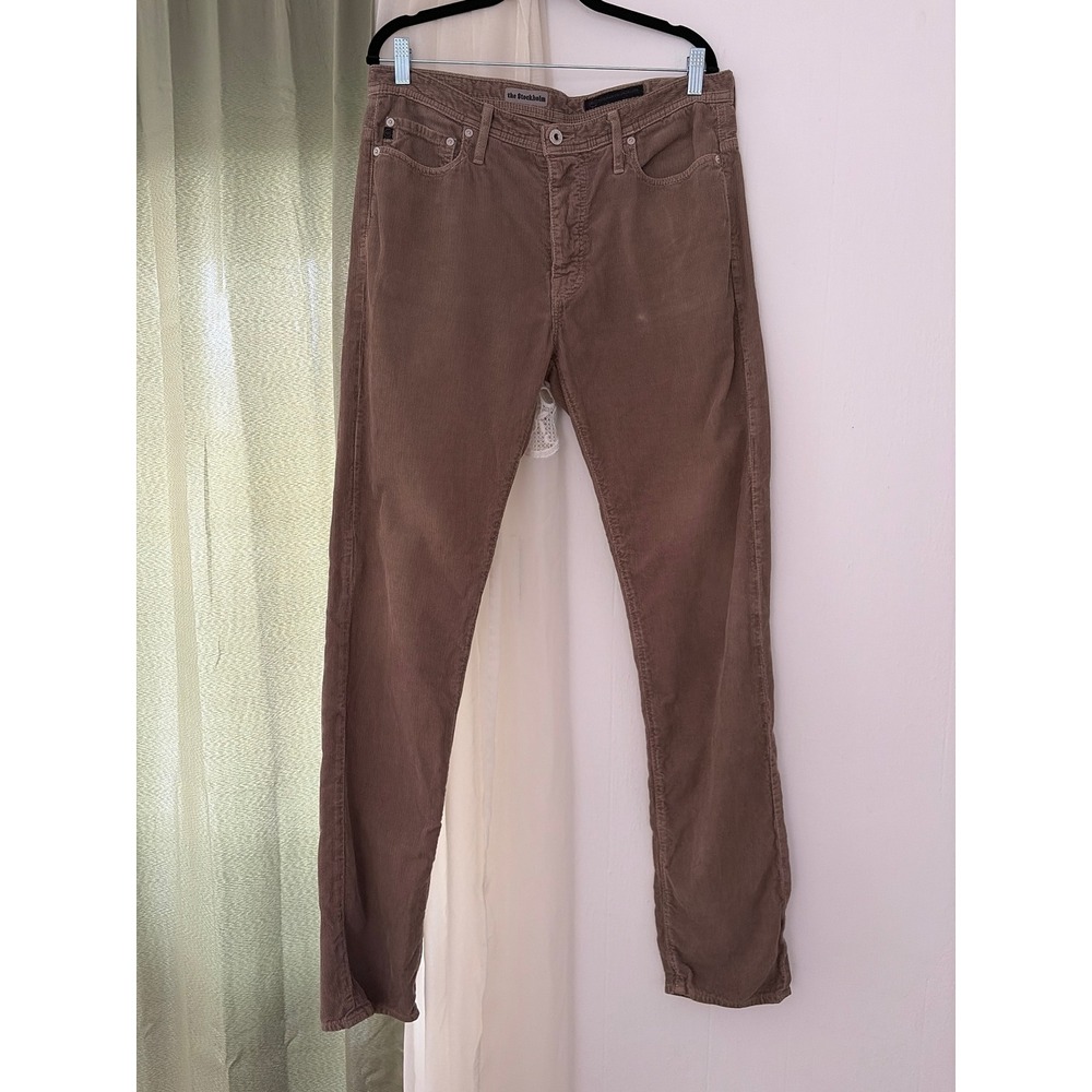 AG Adriano Goldschmied Stockholm Corduroy Pants Mens 32 Brown‎ Good Button Fly